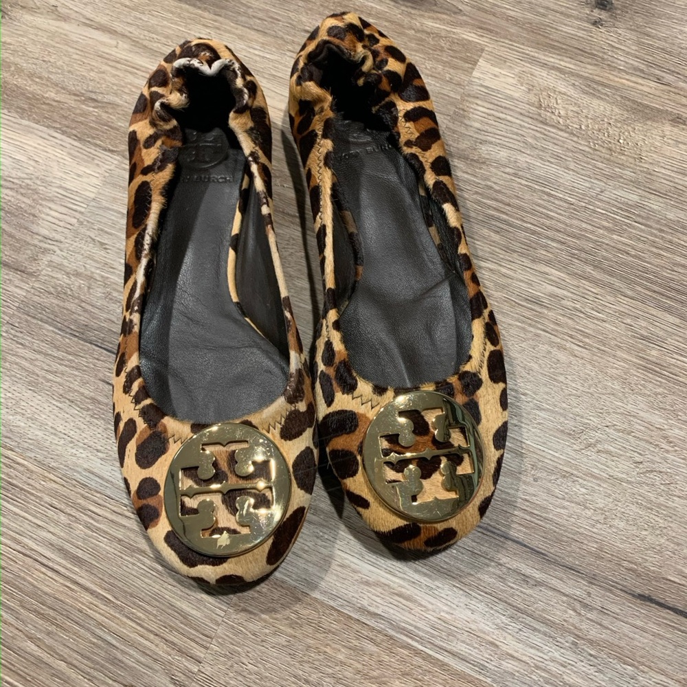Tory Burch Brown and Gold Flats